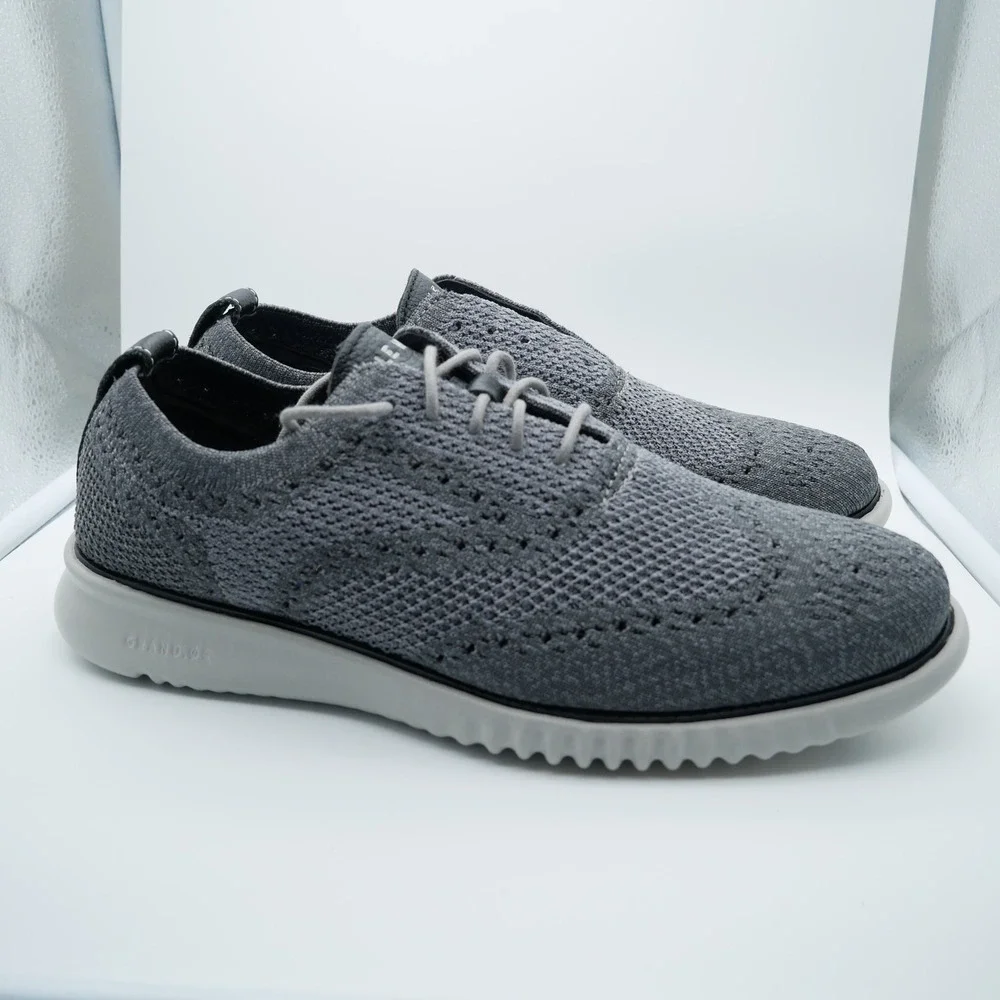 Cole Haan Zerogrand Stitchlite Oxford Grey Knit Wingtip Shoes C27565 Mens 9.5 M